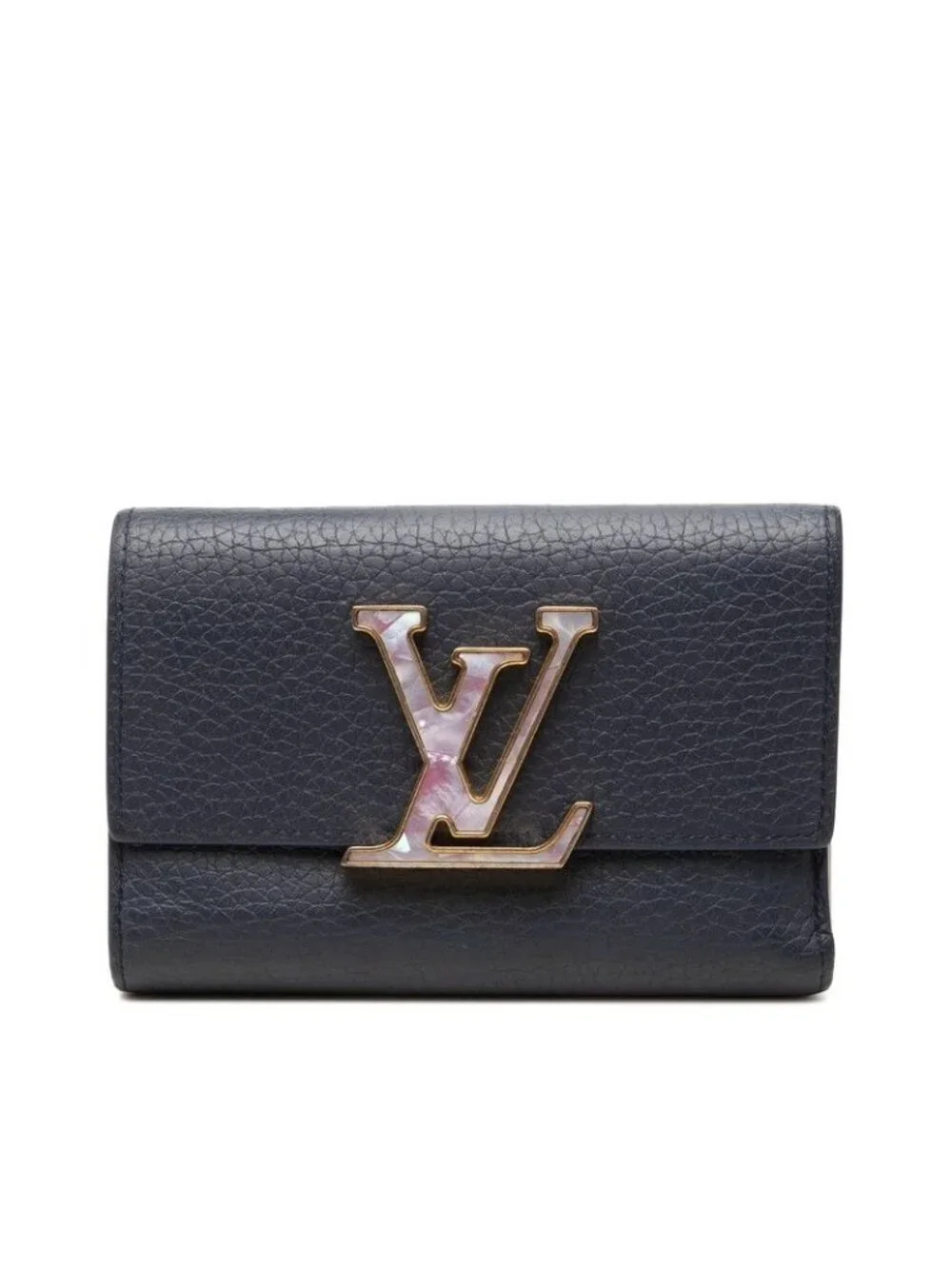 Louis Vuitton Portefeuille Capucines Compact Trifold Wallet Navy Taurillon